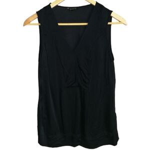 MASSIMO DUTTI Navy Lightweigth Flowy Faux Wrap V Neck Tank Top Size 8